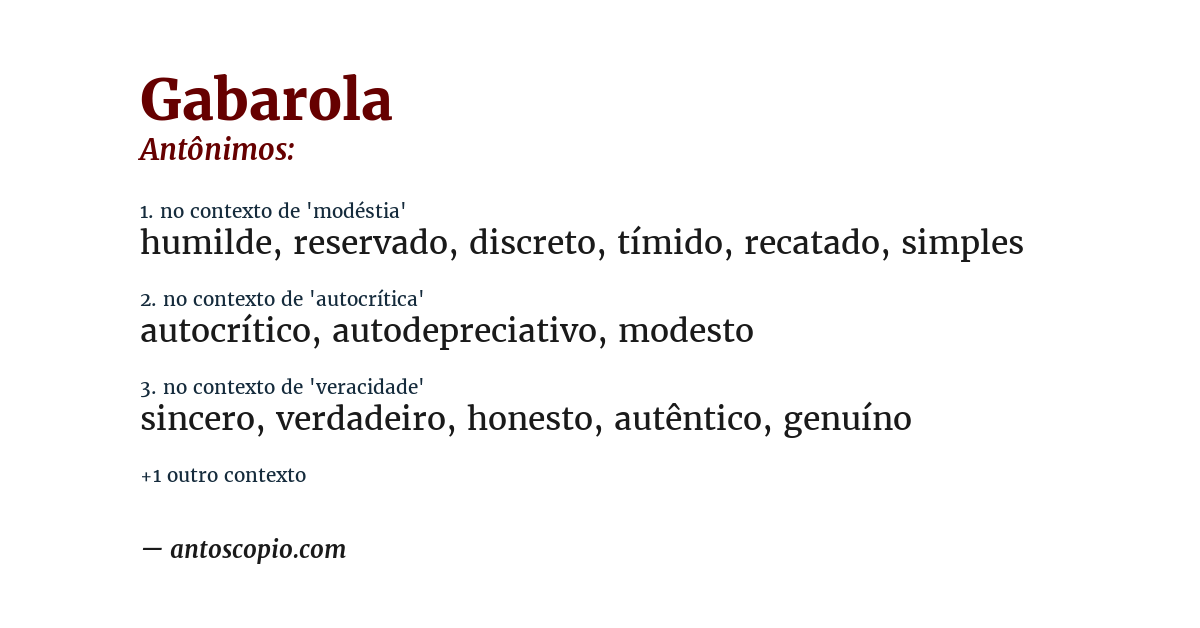 Antônimo de gabarola