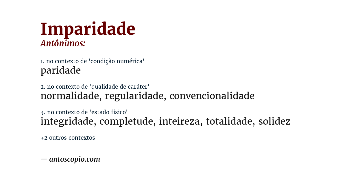 Antônimo de imparidade