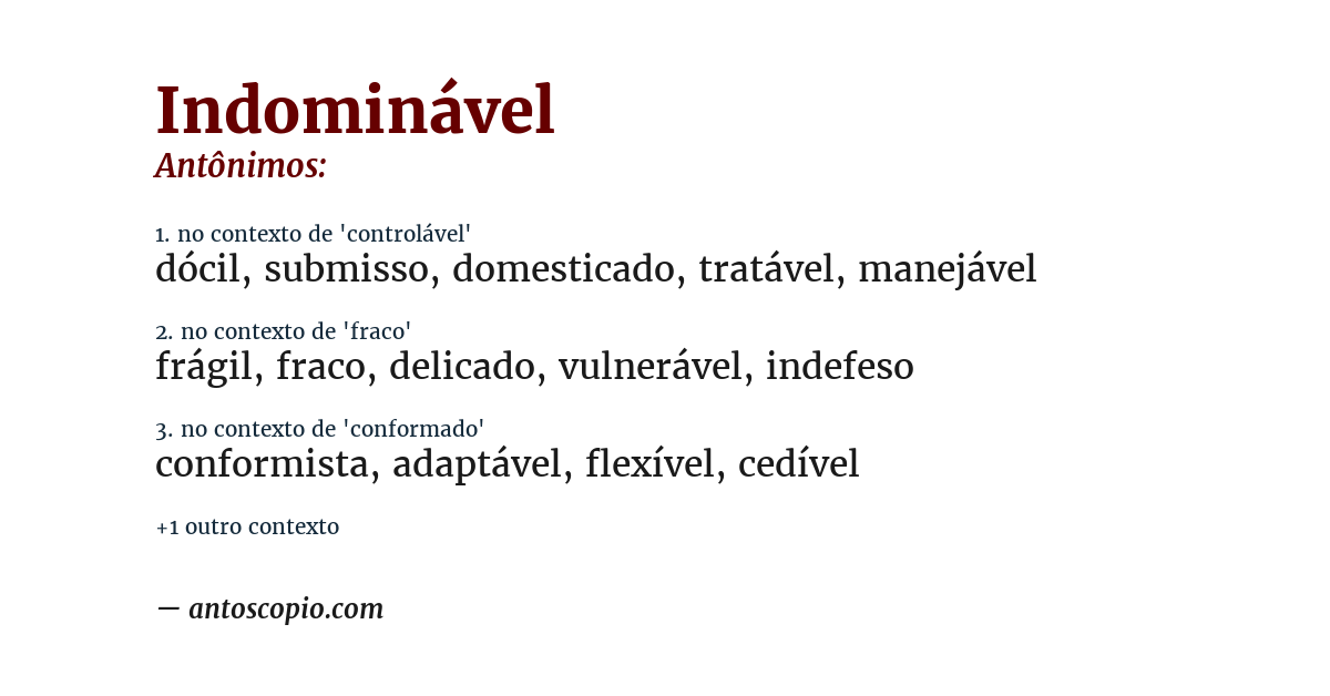 Antônimo de indominável