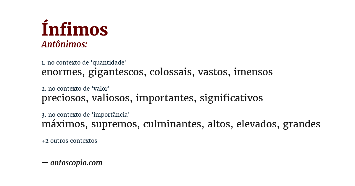 Antônimo de ínfimos