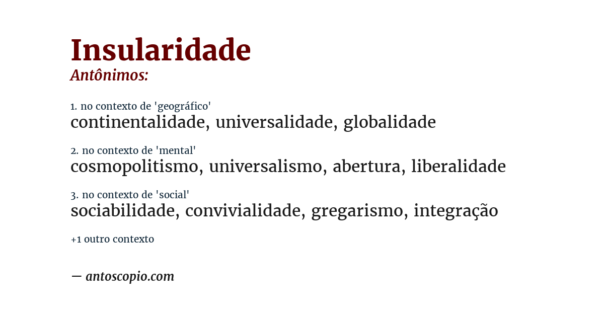 Antônimo de insularidade