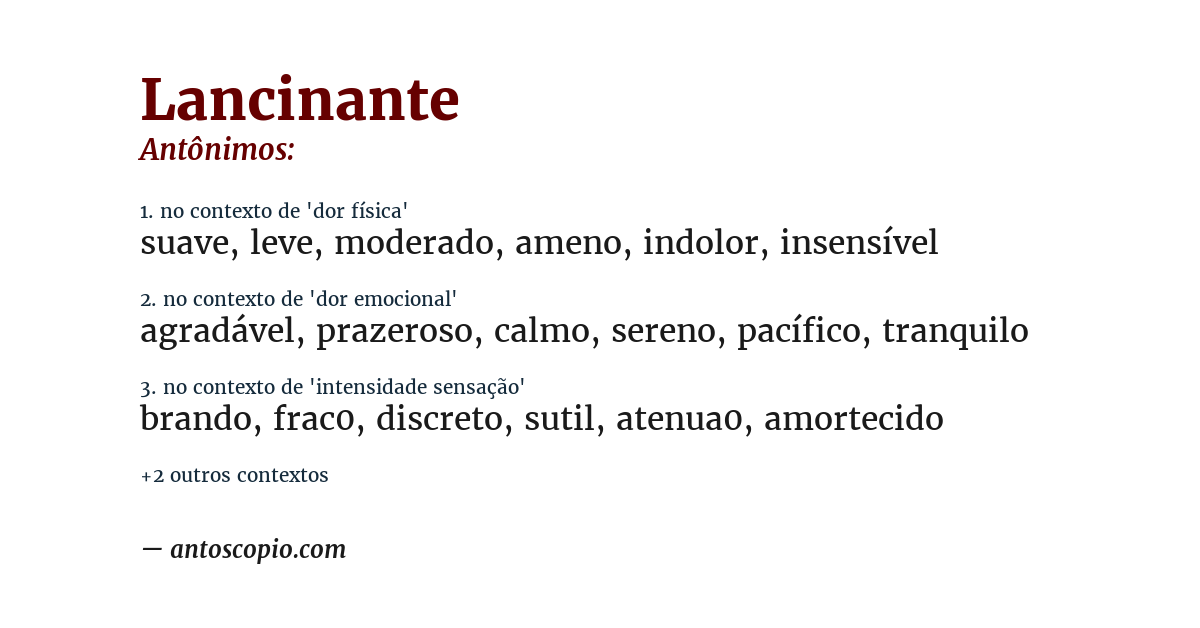Antônimo de lancinante