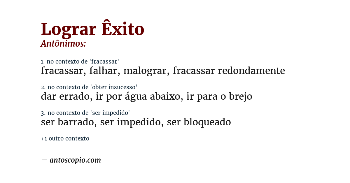 Antônimo de lograr êxito