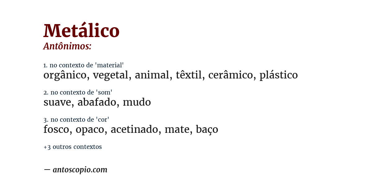Antônimo de metálico
