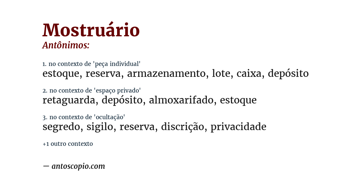 Antônimo de mostruário