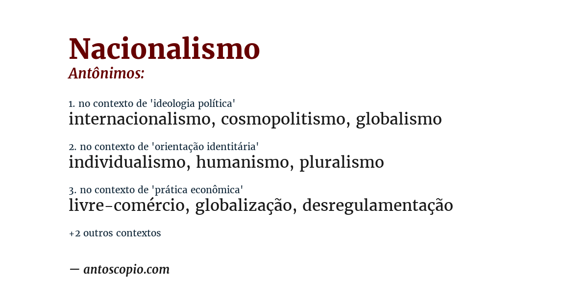 Antônimo de nacionalismo