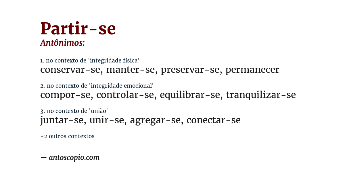 Antônimo de partir-se