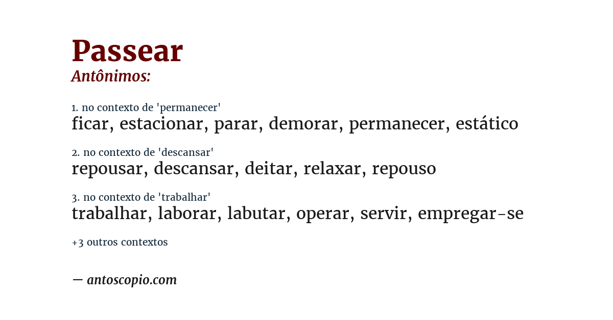 Antônimo de passear