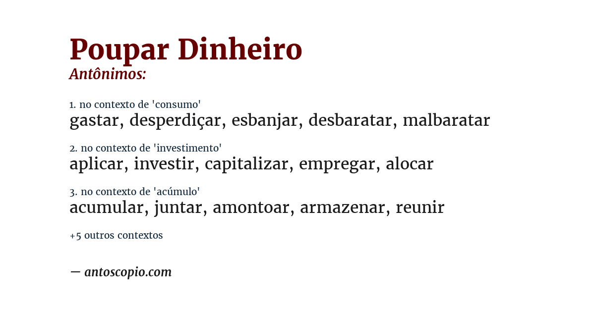 Antônimo de poupar dinheiro