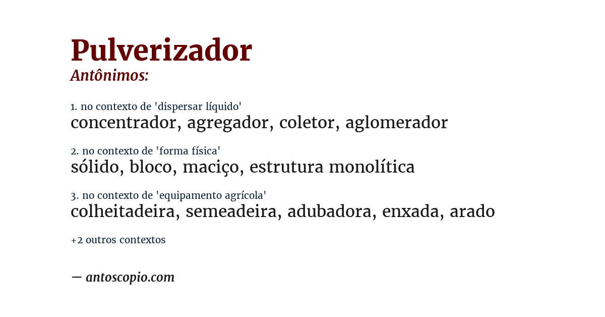 Antônimo de pulverizador
