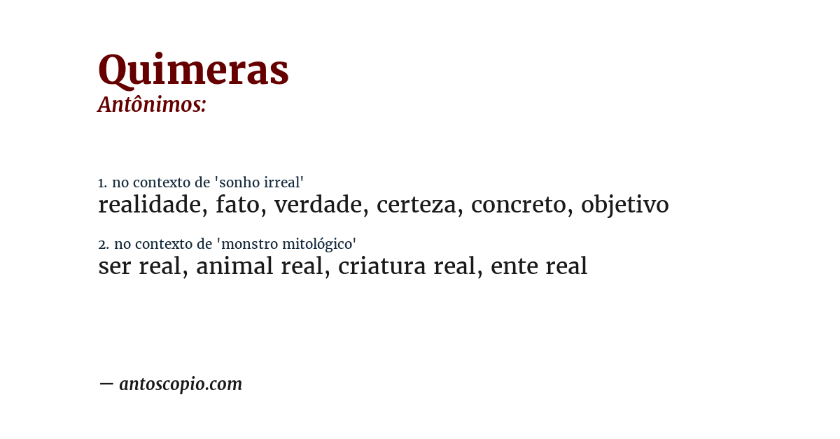 Antônimo de quimeras