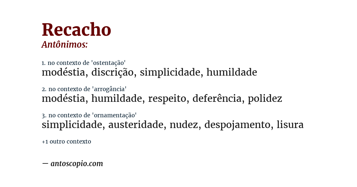 Antônimo de recacho