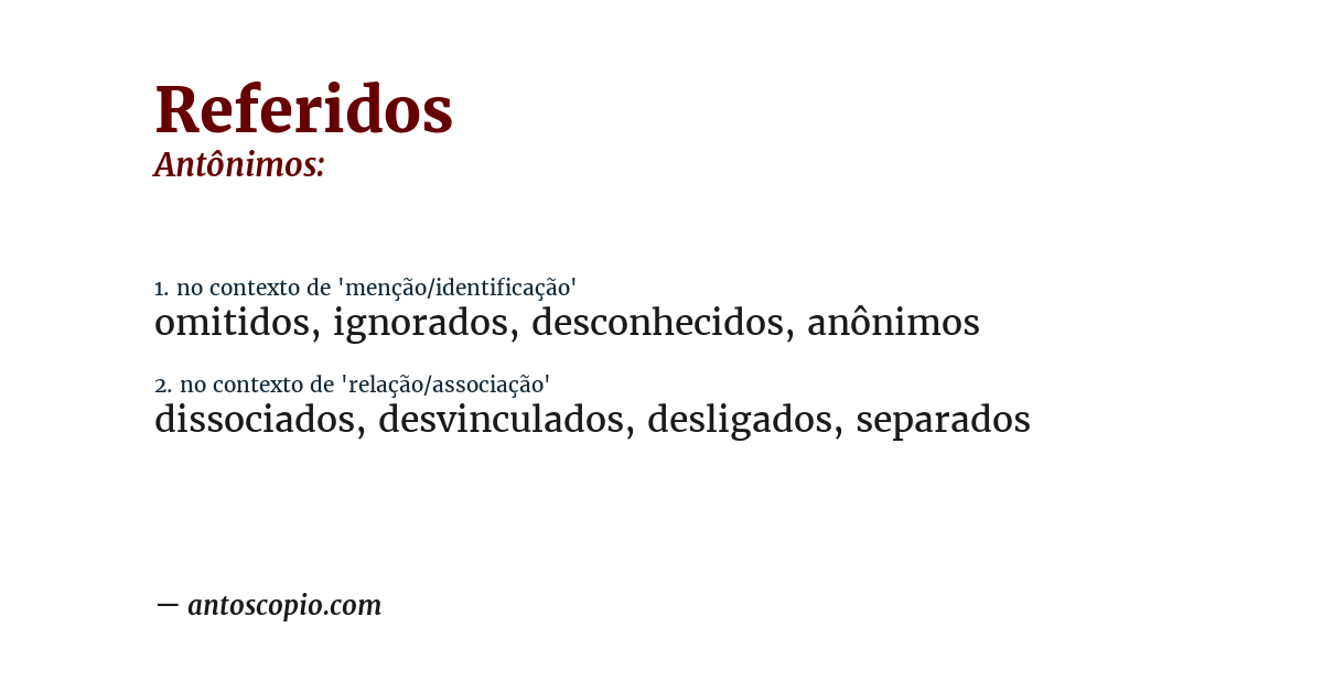Antônimo de referidos