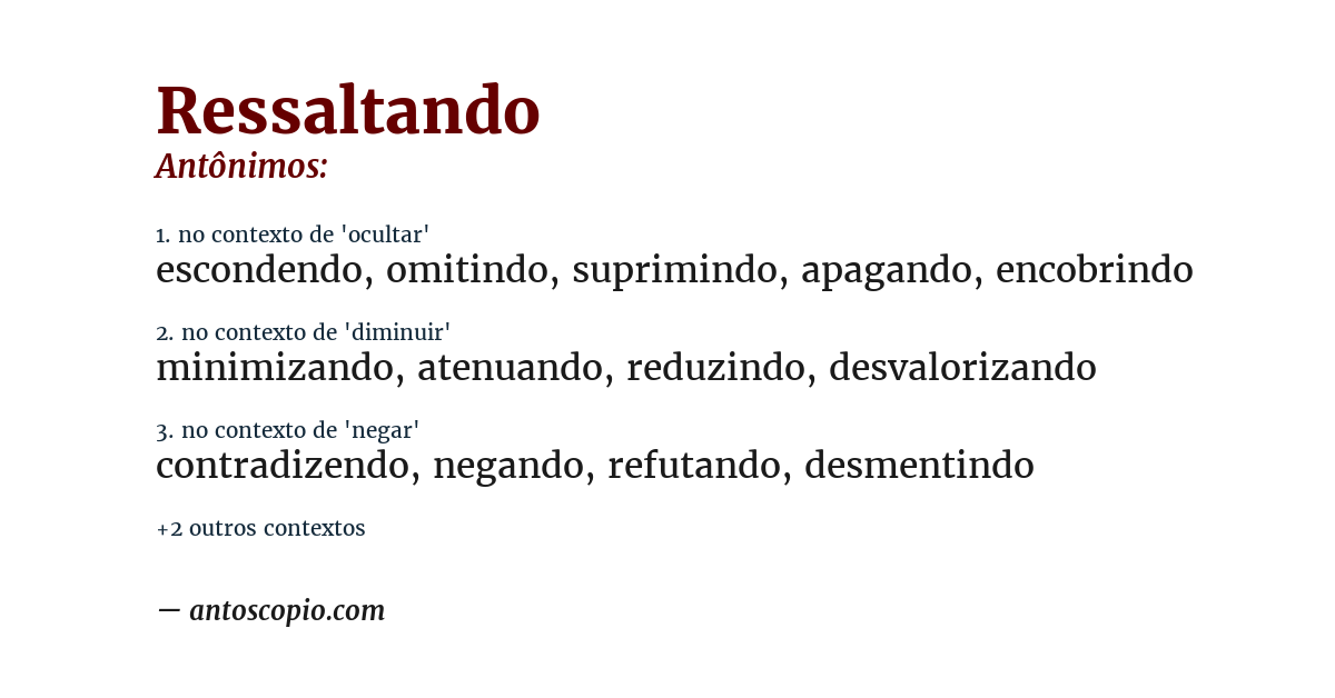 Antônimo de ressaltando