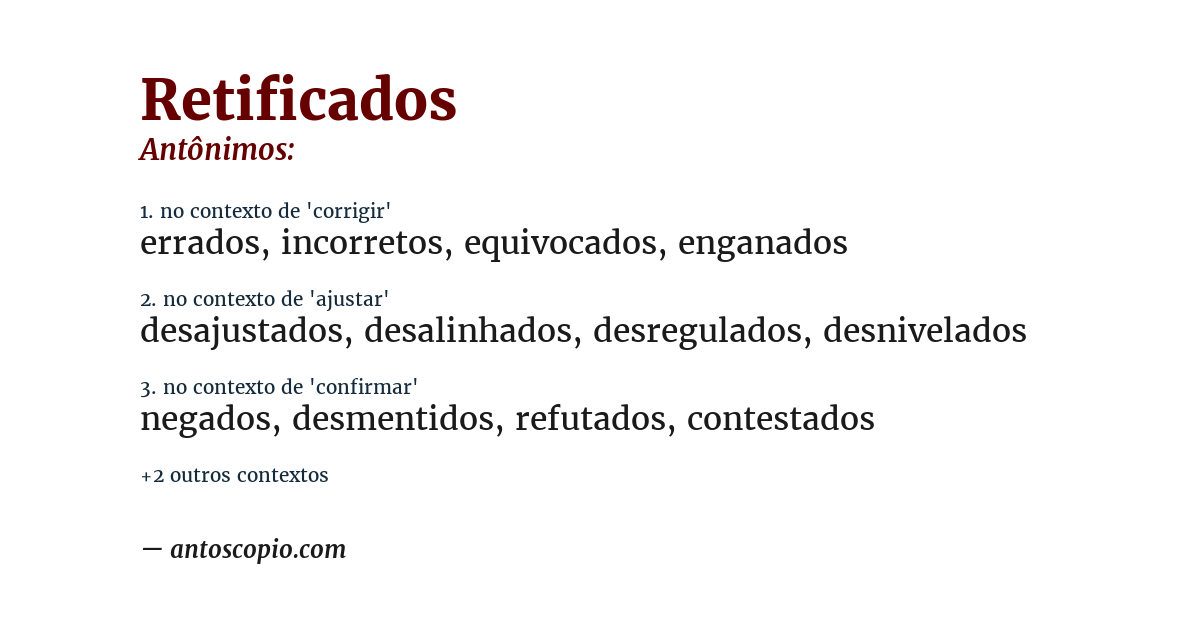 Antônimo de retificados