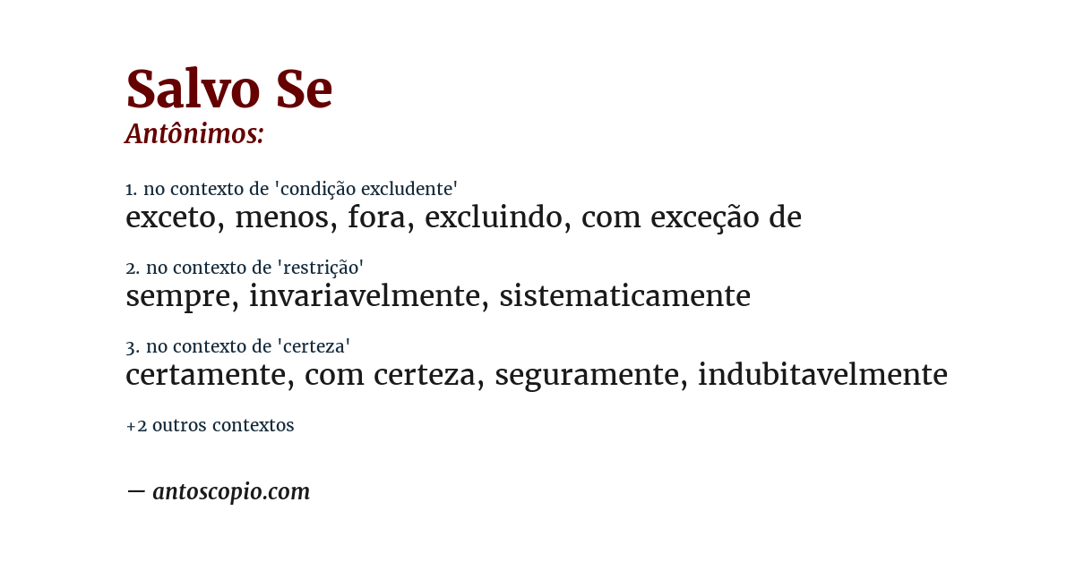 Antônimo de salvo se