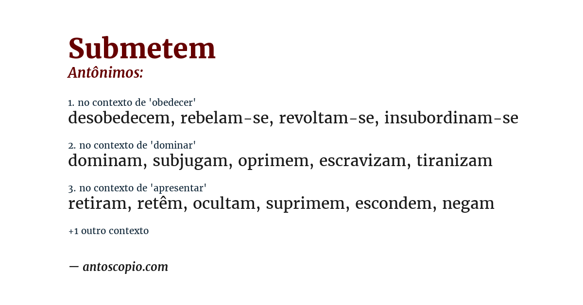 Antônimo de submetem