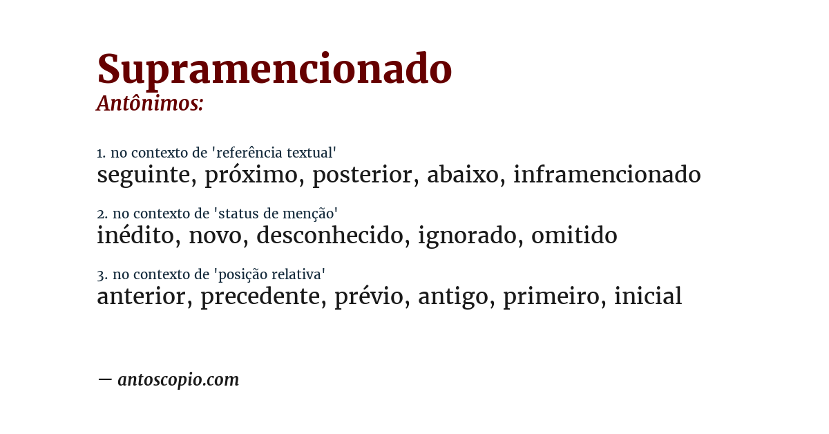 Antônimo de supramencionado