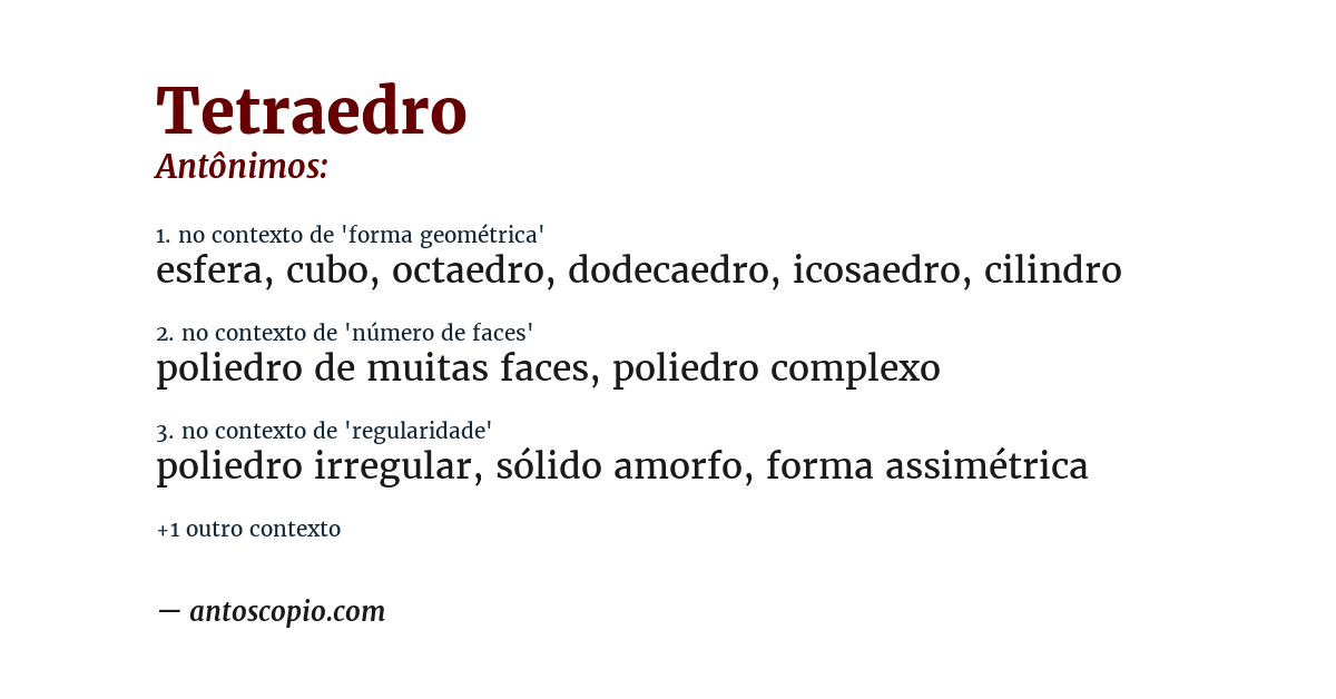 Antônimo de tetraedro