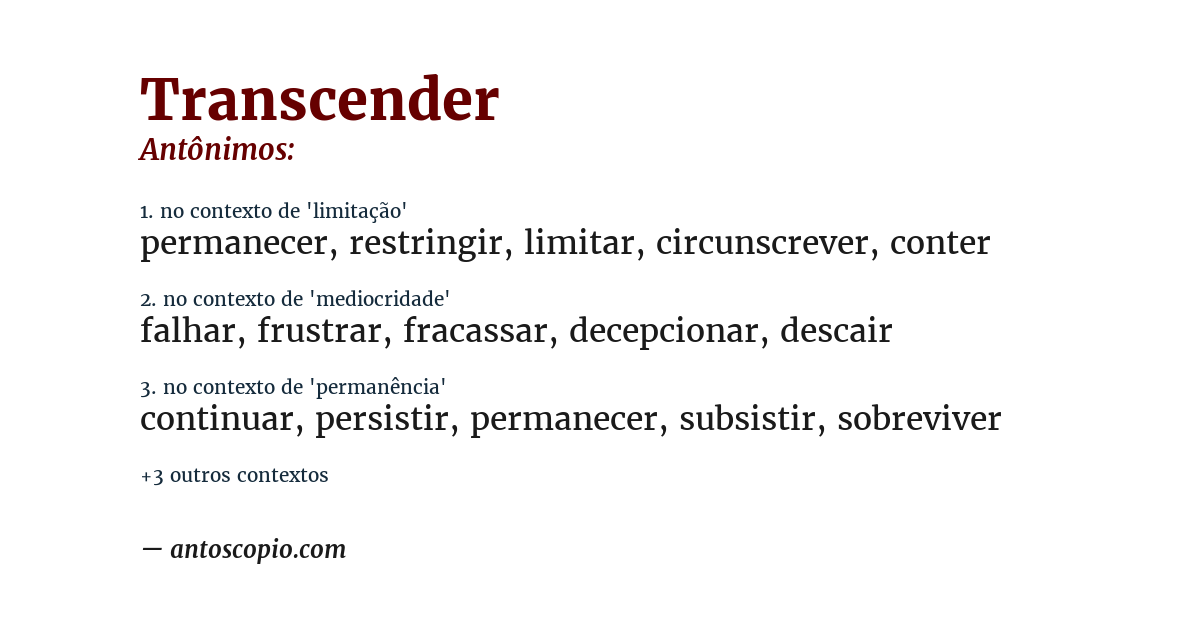 Antônimo de transcender