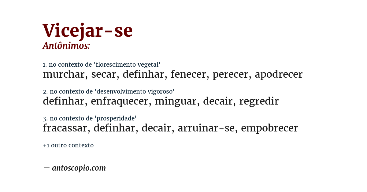 Antônimo de vicejar-se