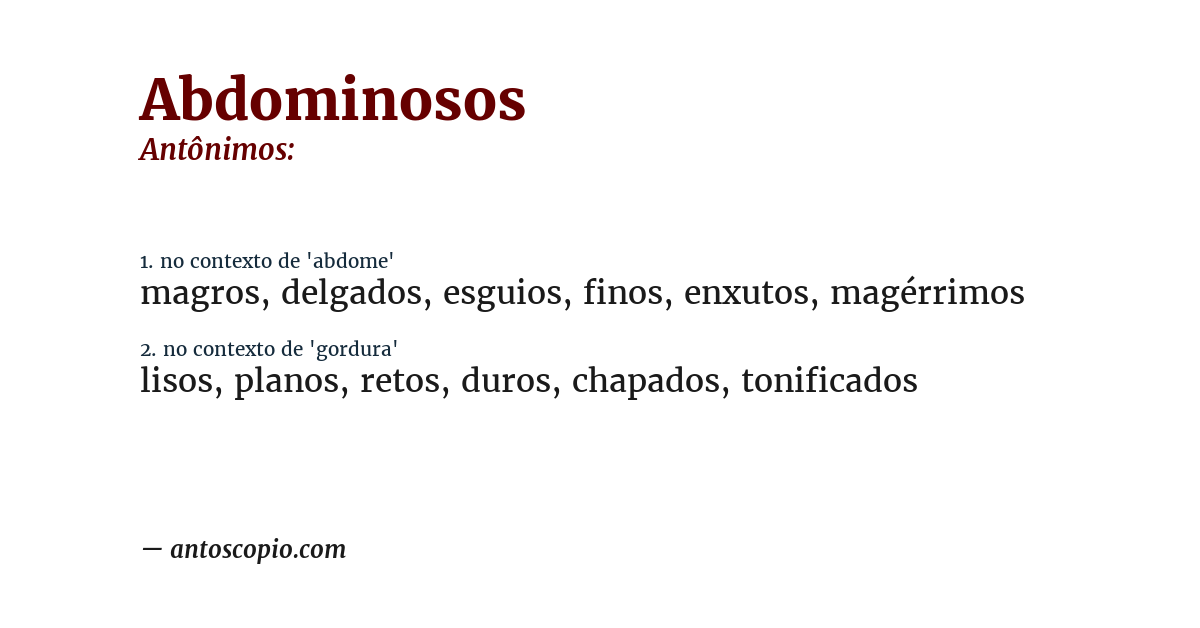 Antônimo de abdominosos