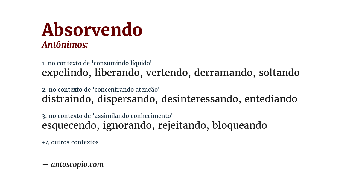 Antônimo de absorvendo