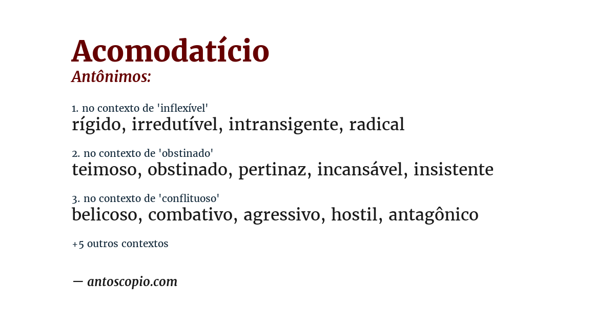 Antônimo de acomodatício
