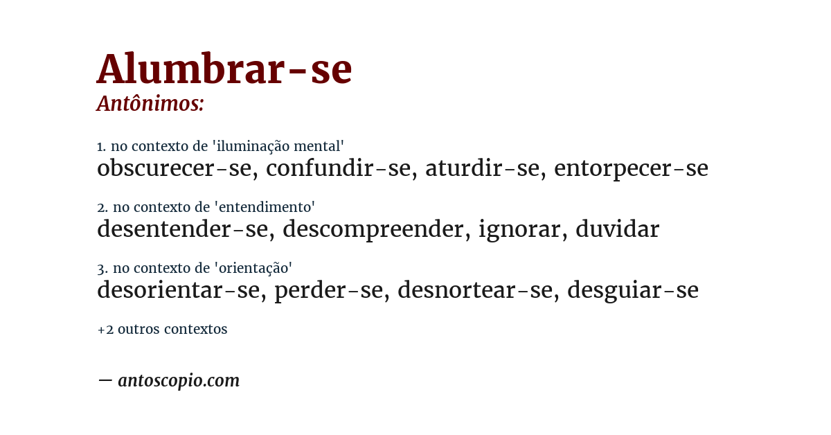 Antônimo de alumbrar-se