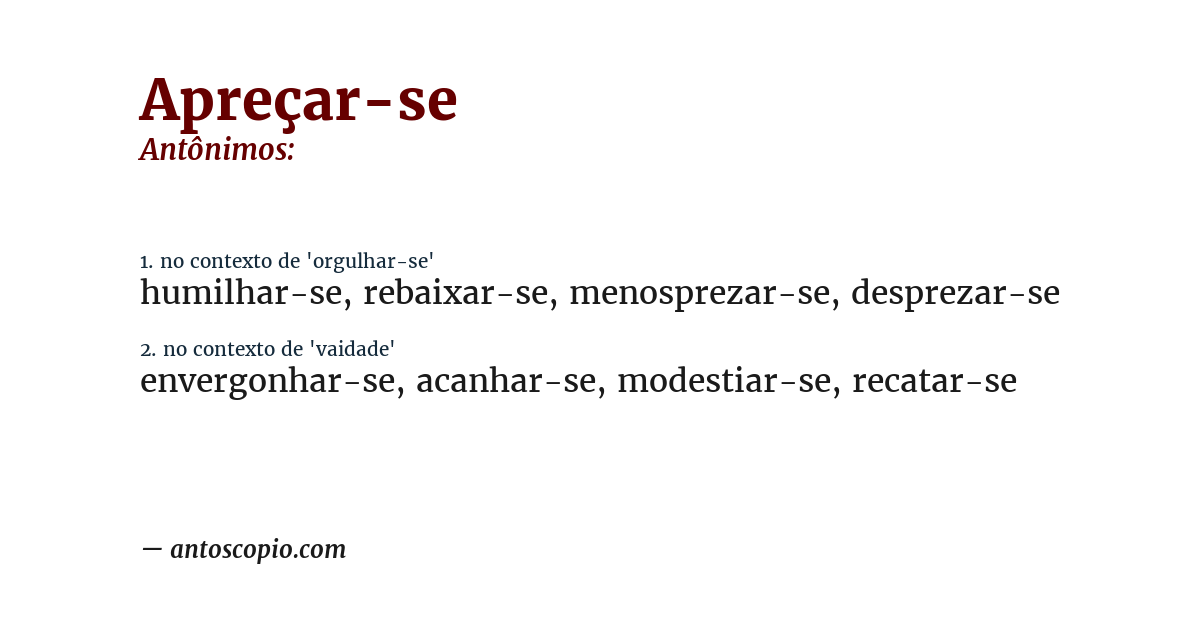 Antônimo de apreçar-se