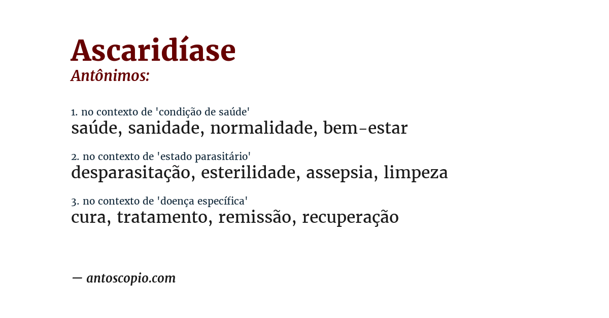 Antônimo de ascaridíase
