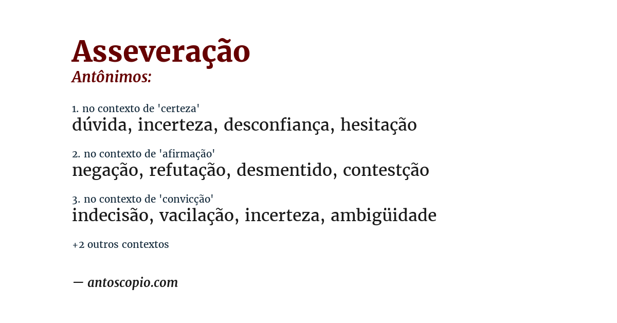 Antônimo de asseveração