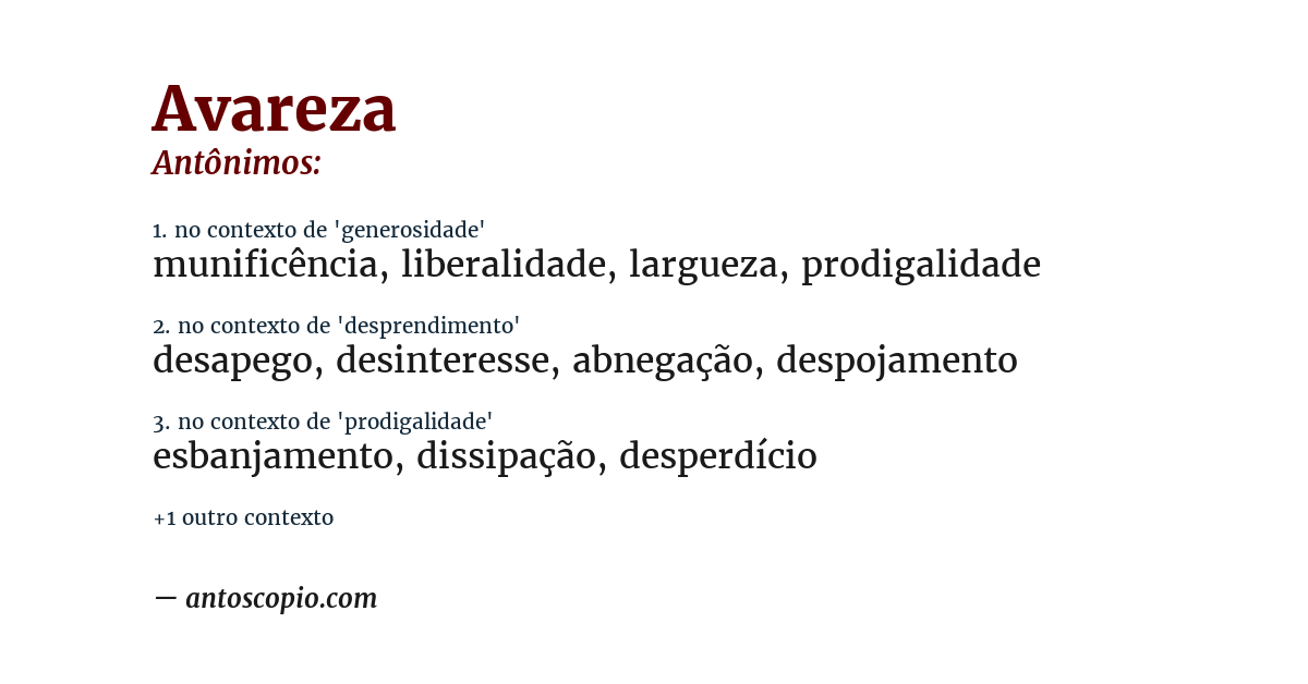 Antônimo de avareza