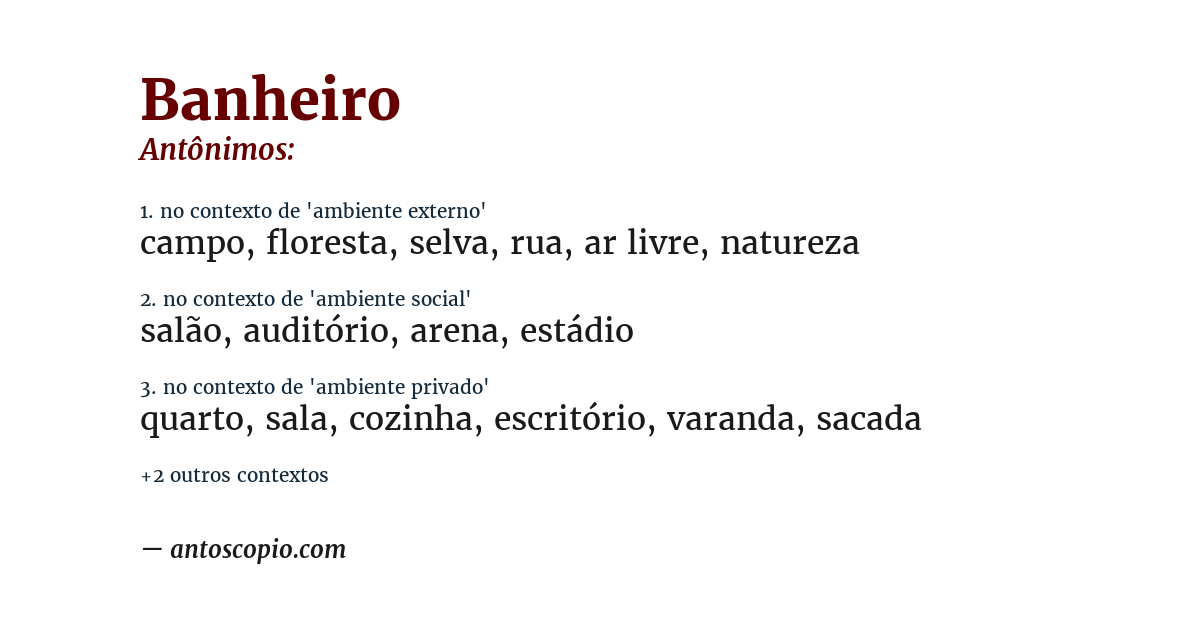 Antônimo de banheiro