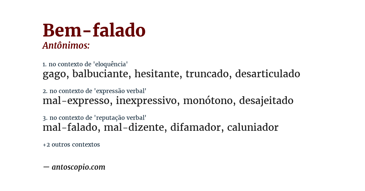 Antônimo de bem-falado