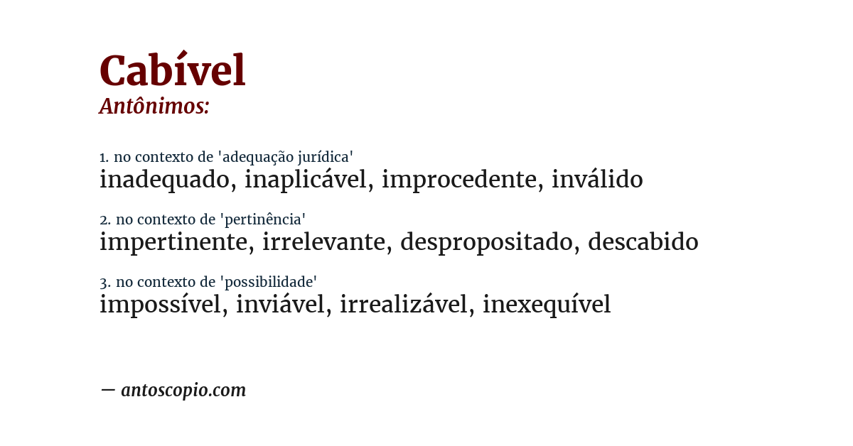 Antônimo de cabível