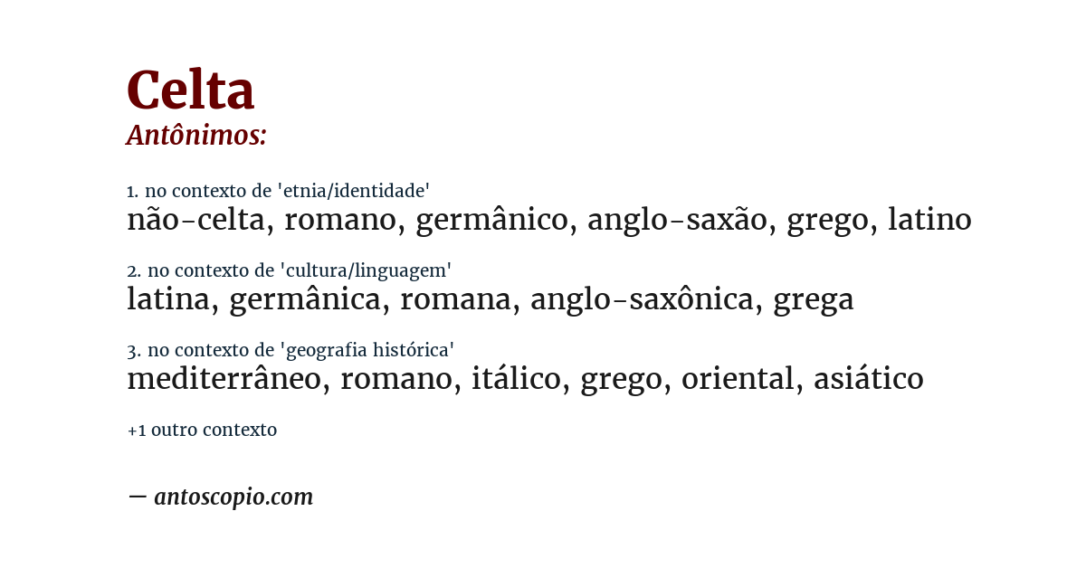 Antônimo de celta