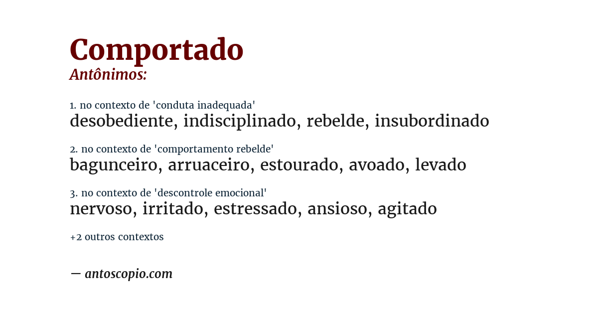 Antônimo de comportado