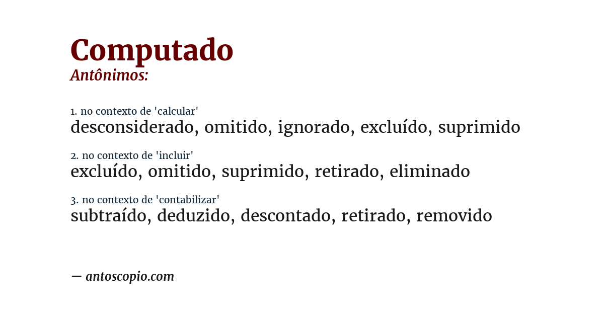 Antônimo de computado