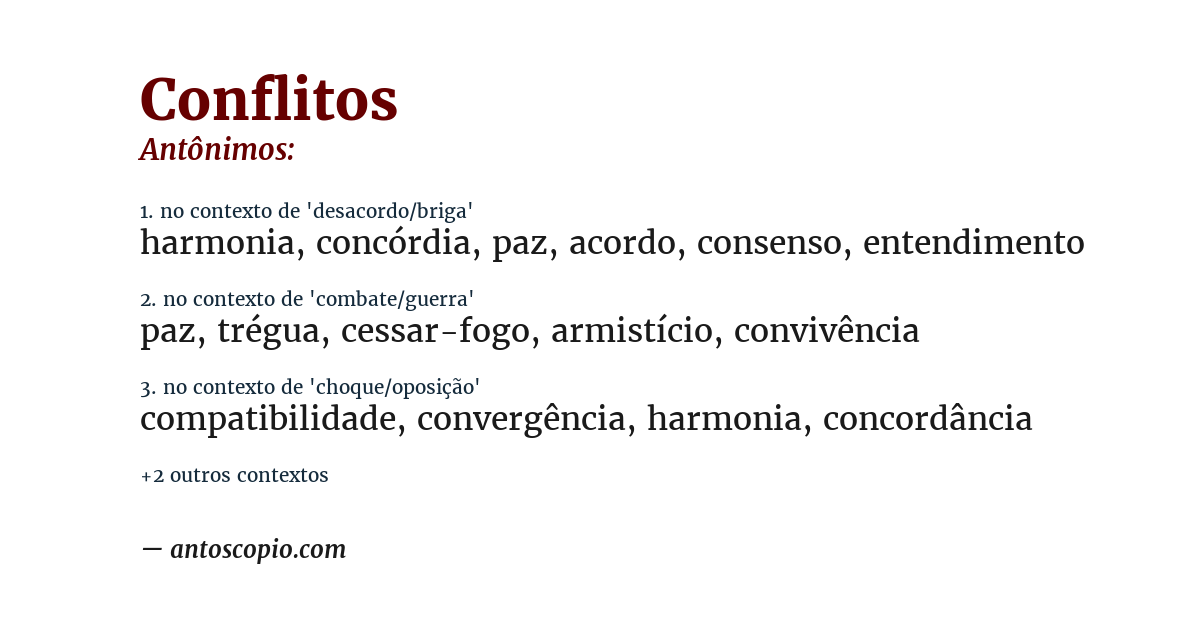 Antônimo de conflitos