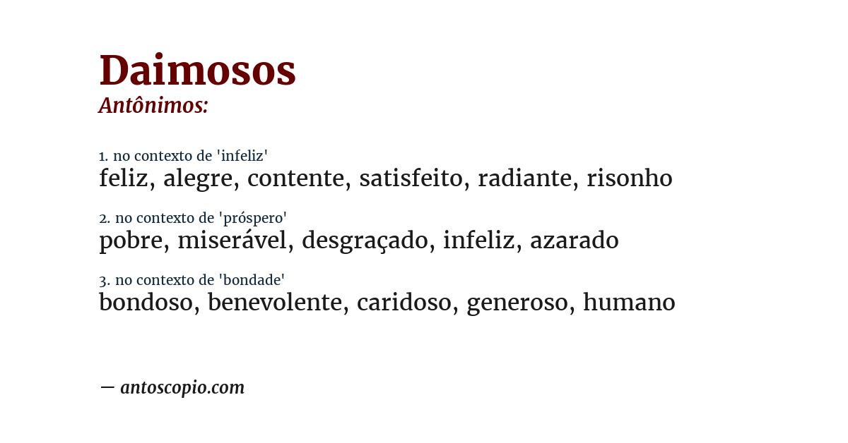 Antônimo de daimosos