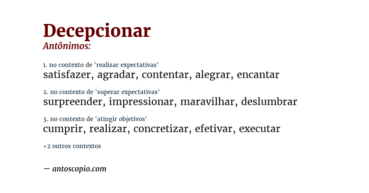 Antônimo de decepcionar