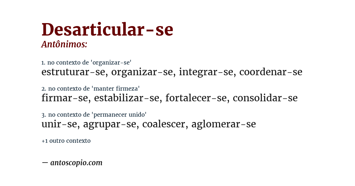 Antônimo de desarticular-se