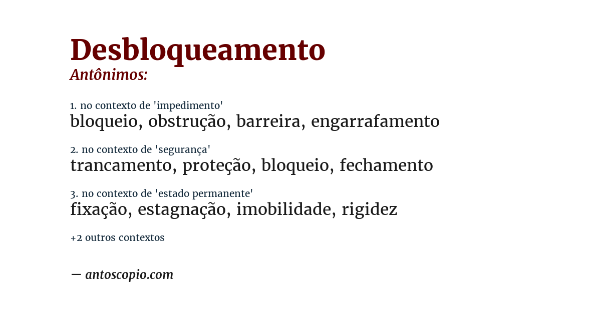 Antônimo de desbloqueamento