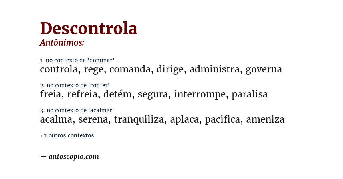 Antônimo de descontrola