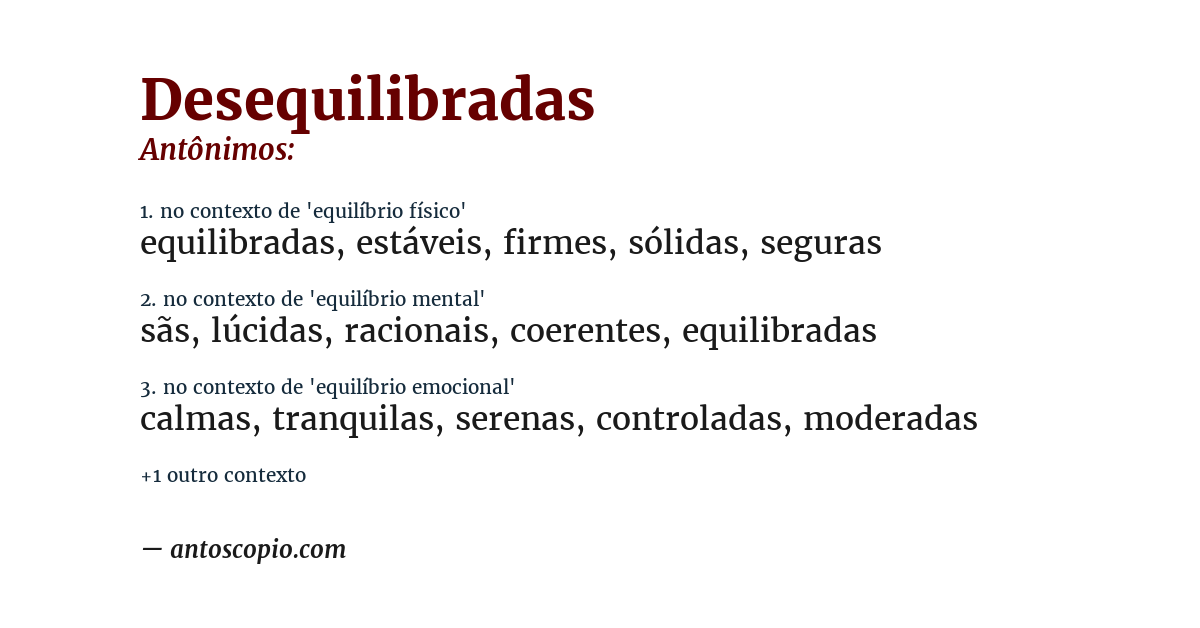 Antônimo de desequilibradas