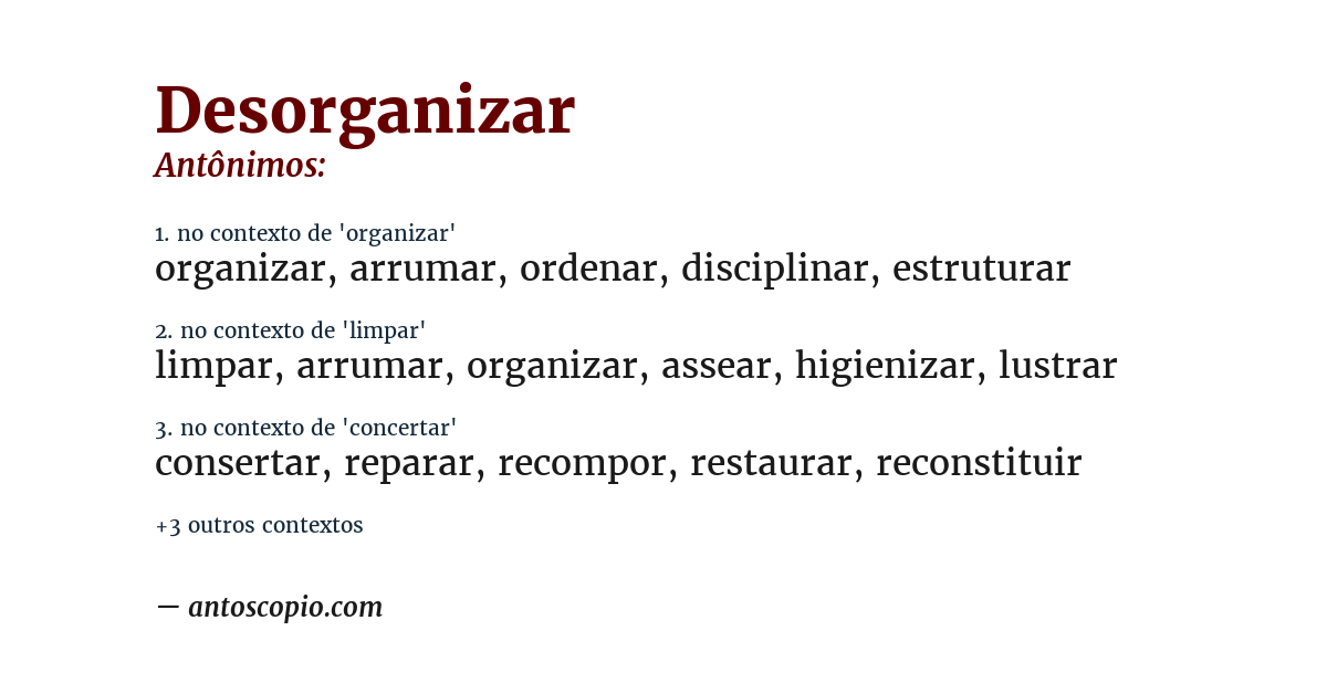 Antônimo de desorganizar