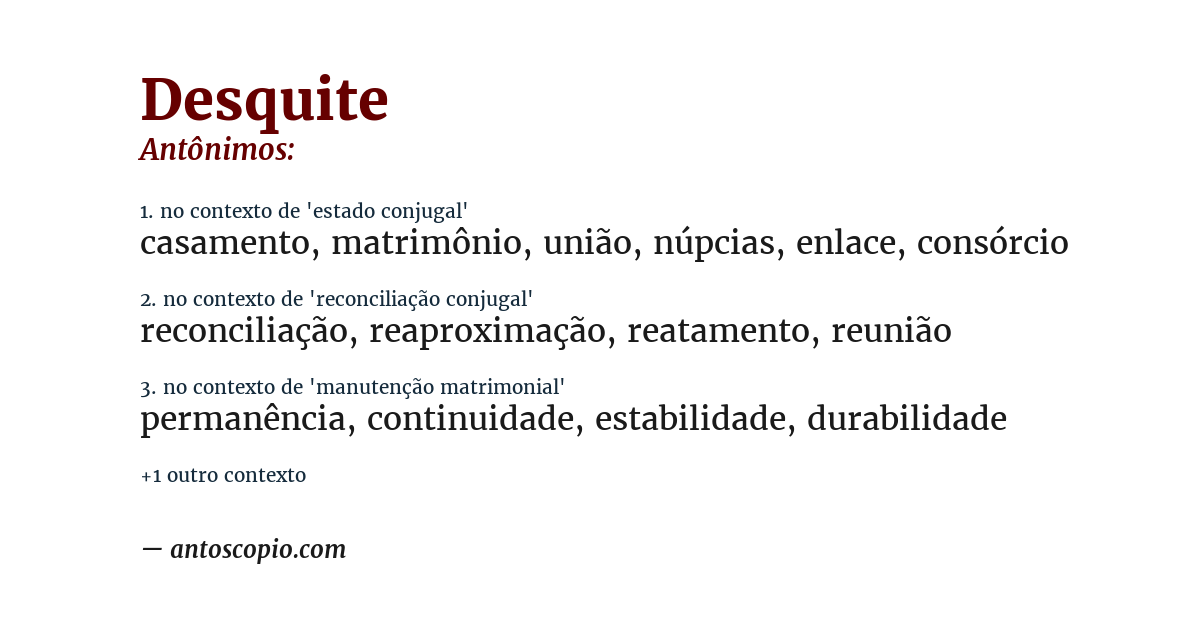 Antônimo de desquite