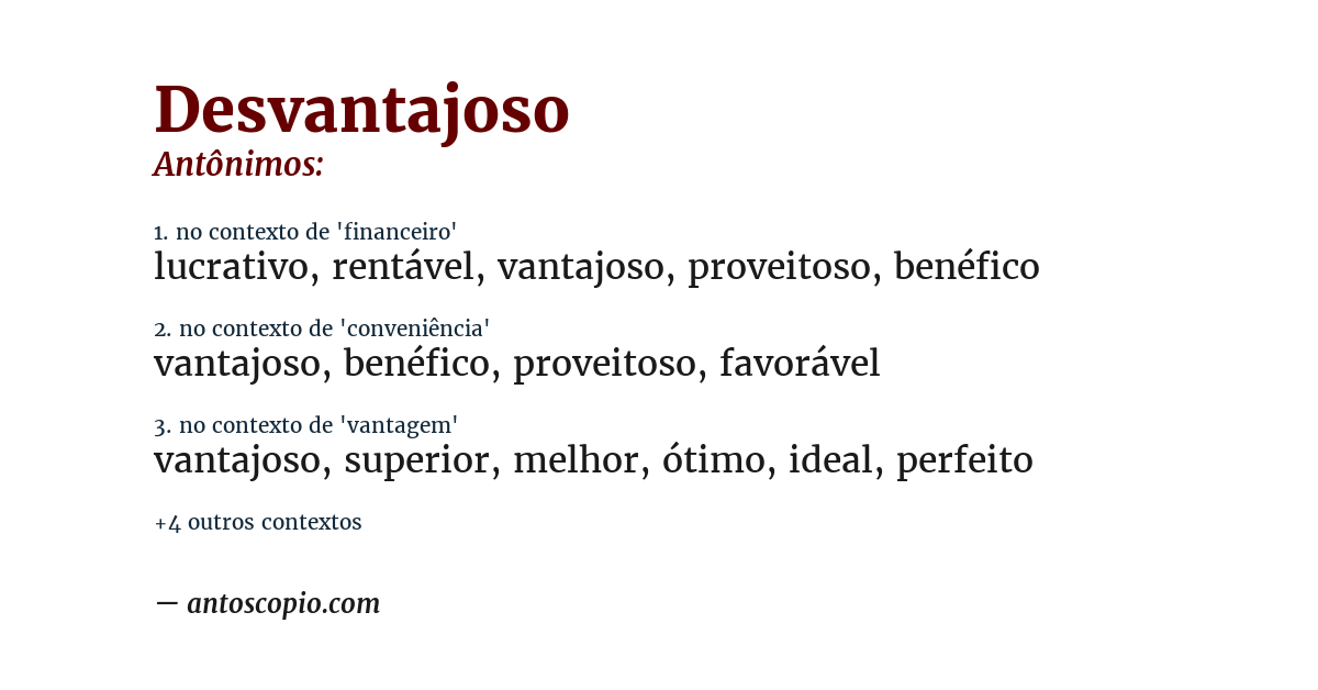 Antônimo de desvantajoso