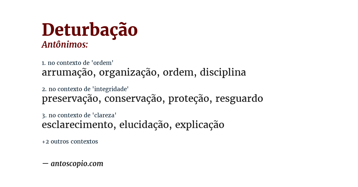 Antônimo de deturbação